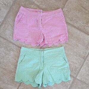 crown & ivy Pink and Green Scalloped High Waist Shorts